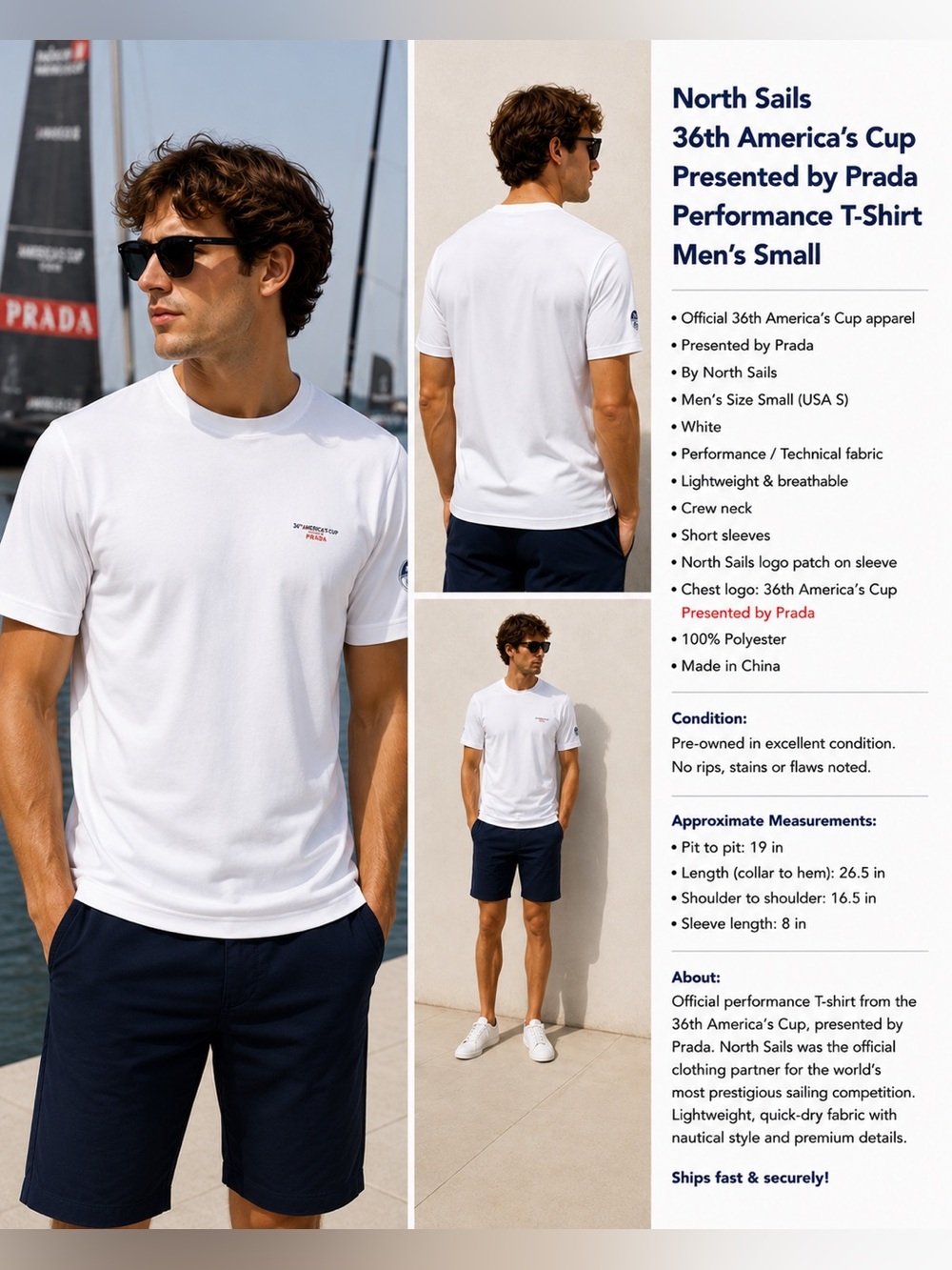 North Sails 36th America’s Cup Prada Official White Performance T-Shirt Men’s S